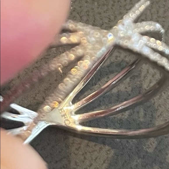 EF COLLECTION 14k White Gold Diamond Starburst X Cross Statement Ring - Picture 4 of 4